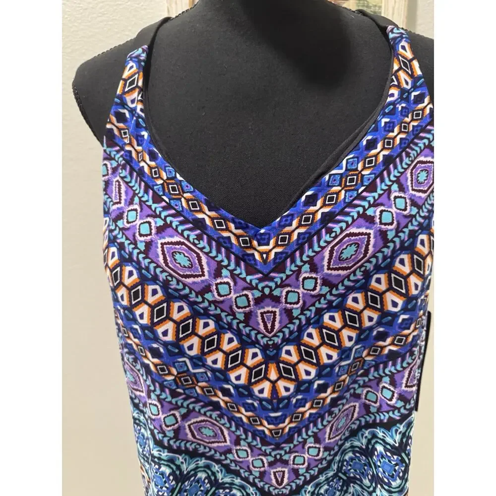 NWT Aqua Green Women’s Plus Swim Top Sz 18W Cool Geometric Pattern